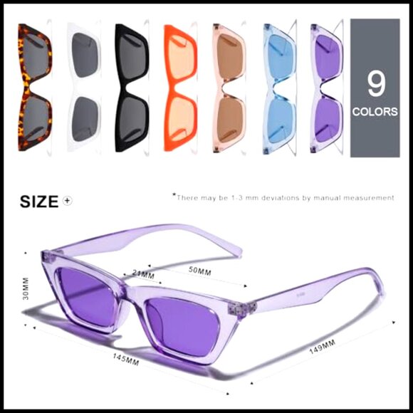 Small Trendy Skinny Cat Eye Sunglasses Retro Tiny Square Shade